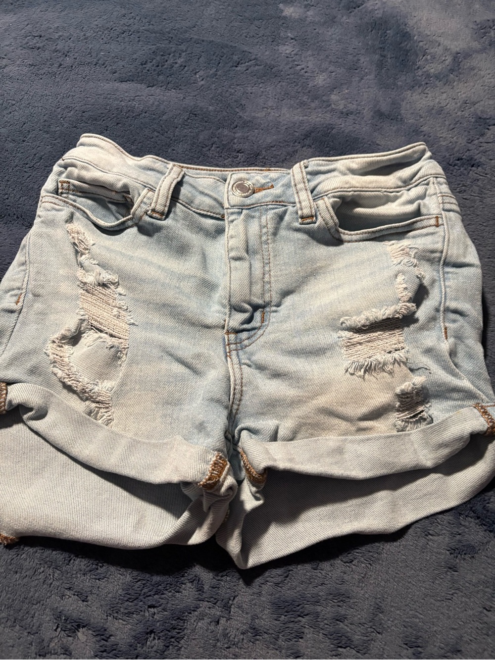 Light Blue Distressed Denim Jean Shorts